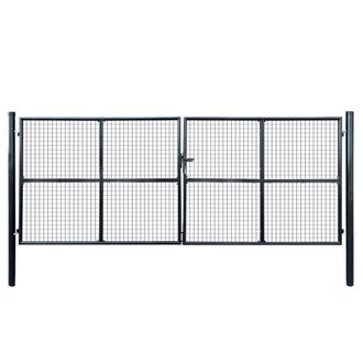 Berkfield Home Mesh Garden Gate Galvanised Steel 400x150 cm Grey