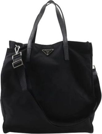 Prada Pre-owned Tote Bags, female, Black, Size: ONE SIZE Pre-owned Vintage Nylon Tote Bag