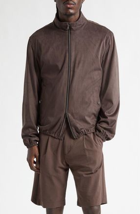 Herno Faux Suede Bomber Jacket in 8993 Chocolate at Nordstrom, Size 46 Us