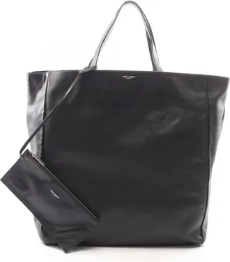 Saint Laurent Black Leather Handbag Pouch Tote Bag (Pre-Owned)