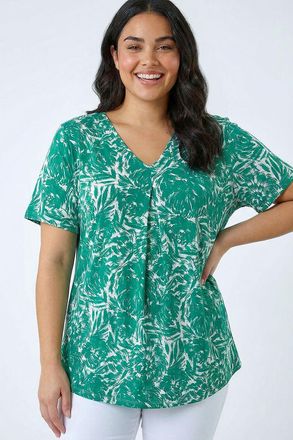 Roman Abstract Print V-Neck Top