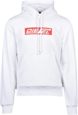 Diesel White Cotton Logo Hoodie