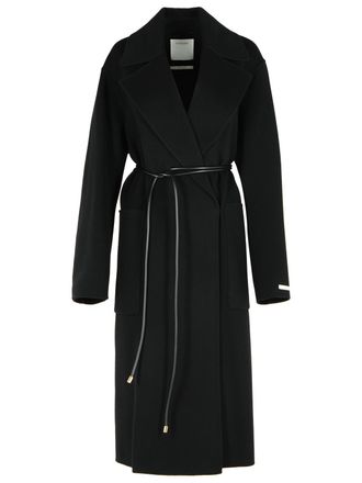 Sportmax Sportmax Abate Black Virgin Wool Robe Coat
