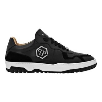 Philipp Plein Schoenen, unisex, Zwart, 35 EU, Leer, Mix Leather Lo-Top Sneakers