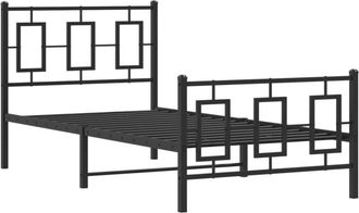 vidaXL Vidaxl - Metal Bed Frame without Mattress with Footboard Black 90x200cm