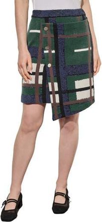 Ming Wang Cozy Button Front Asymmetric Hem Knit Miniskirt in Forest V/Mul at Nordstrom Rack, Size Xx-Small
