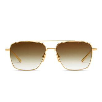 Dita Eyewear Artoa.57 Rectangular Gradient Brown Tint Sunglasses with Gold-tone Metal Frame