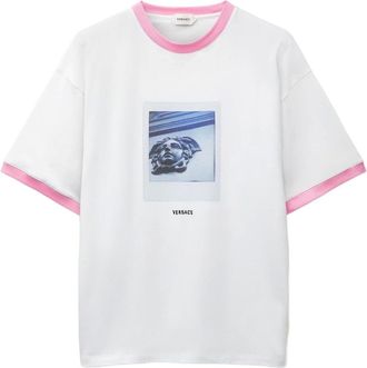 Versace T-shirt regular fit in jersey di cotone stampato - - Tops - Donna - Bianco - S
