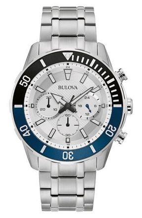 Bulova Chronograph Bracelet Watch, 44mm in Silver at Nordstrom Rack