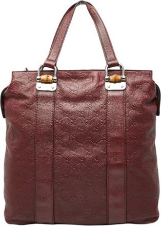 Gucci Bordeaux Red Color Wine Leather Tote Bag (Pre-Owned)
