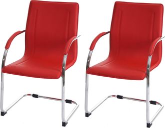 Hhg Lote De 2 Sillas De Comedor Samara, Silla Basculante De Cocina Silla Reclinable, Acero, Rojo