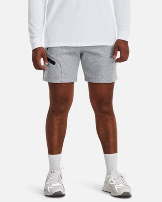 Under Armour Mens Unstoppable Fleece Shorts In 011-Mod Gray/black