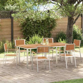vidaXL Conjunto De Comedor De Jard&iacute;n 7 Pcs Madera De Teca Maciza Vidaxl