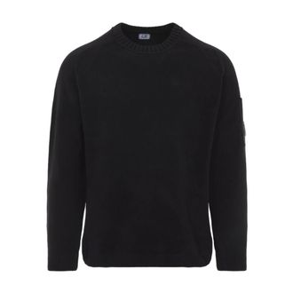 C.P. Company Crewneck Lens Pullover - male - C.P. Company - Round-neck Knitwear - Black - XL - Knitwear