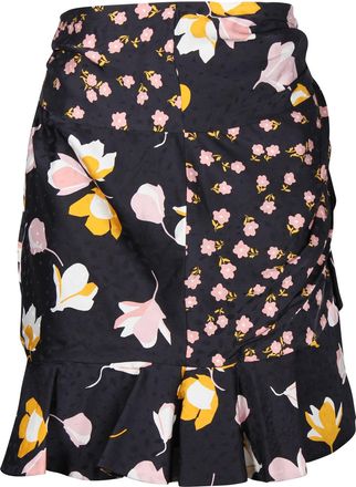 Self Portrait Floral Mini Skirt in Black Silk