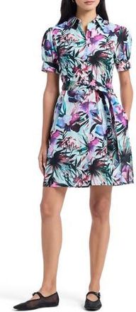 Robert Graham Carolina Floral Short Sleeve Cotton Shirtdress in Blue Multi at Nordstrom Rack, Size 10