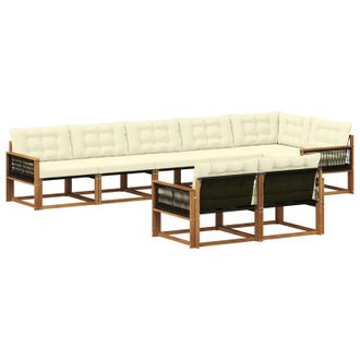 vidaXL Conjunto De Sof&aacute;s De Exterior Con Coj&iacute;n 8 Pcs Natural Y Crema Vidaxl