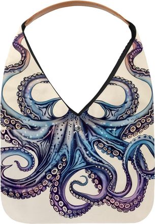 Generic Sea Octopus Colorful (5) Reusable Lightweight Grocery Bags - Foldable Into Compact Pouch, Washable & Sturdy, Multipurpose for Shopping and Travel