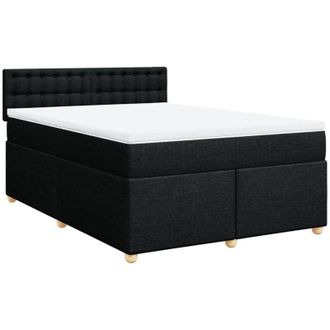 vidaXL Cama Box Spring Con Colch&oacute;n Tela Negro 160x200 Cm Vidaxl