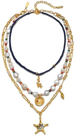 Sequin Formentera Freshwater Pearl Layered Necklace in Multi/Gold at Nordstrom