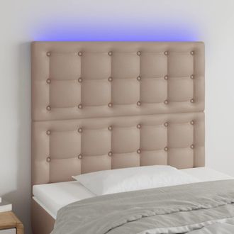 vidaXL Cabecero Con Luces Led Cuero Sint&eacute;tico Capuchino 80x5x118/128cm Vidaxl