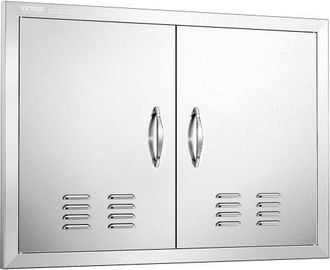 OEM Grill-zugangst&uuml;r, 762 X 533 Mm, Doppelte Au&szlig;enk&uuml;chent&uuml;r, Fl&auml;chenb&uuml;ndig Montierte Edelstahlt&uuml;r, Vertikale Wandt&uuml;r Mit Griffen Und L&uuml;ftungsschlitzen, F&uuml;