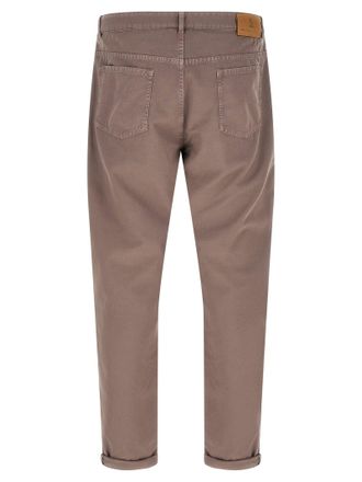 Brunello Cucinelli Garment-Dyed Cotton Trousers - Taupe