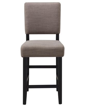Leick Home Set of 2 Upholstered Back Counter Stool with Wood Base