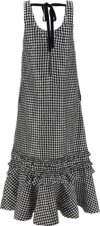 Ganni Crinkled Check Dress - Black