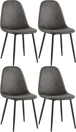 Clp Conjunto De 4 Sillas De Comedor Napier Negro Simil Cuero