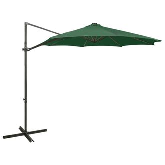 Berkfield Home Cantilever Umbrella with Pole & LED Lights Green 300 cm