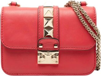Valentino Pre-owned Cross Body Bags, female, Red, Size: ONE SIZE Pre-owned Rockstud Glam Lock Crossbody Bag