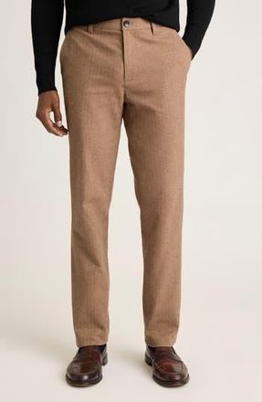 Bonobos Flat Front Brushed Cotton Herringbone Chinos in Dark Khaki Herringbone at Nordstrom Rack, Size 33 X 32