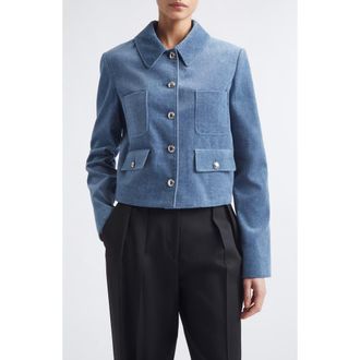 Altuzarra Astley Crop Denim Jacket in Ash Blue at Nordstrom, Size 34