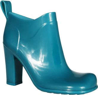 Bottega Veneta Womens Shine Rubber Boots - Teal - Size EU 36