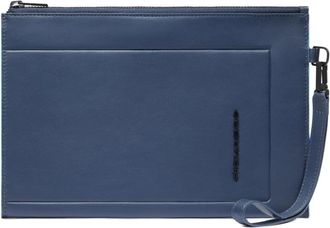 Piquadro Tassen, Heren, Blauw, ONE Size, Leather i Padmini clutch with removable wrist strap