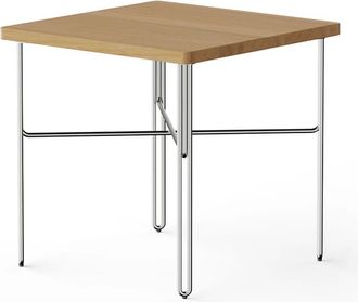 Nine Inline Beistelltisch, 40 x 40 cm, Eiche / Edelstahl poliert