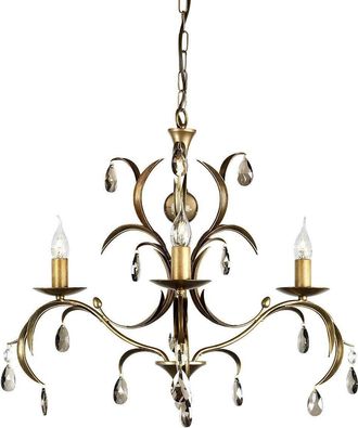 Loops 3 Bulb Chandelier Hanging Pendant LIght Bronze Patina LED E14 60W Bulb