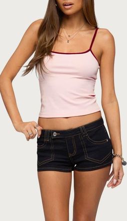 Edikted Deanna Stretch Cotton Crop Camisole in Light-Pink at Nordstrom, Size X-Large