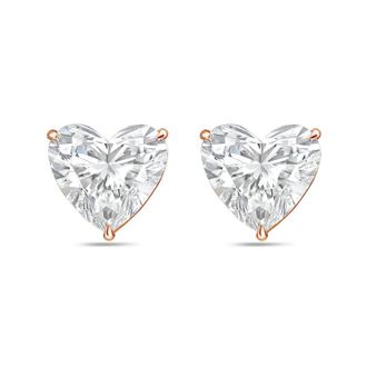 Diana M. Jewels 14Kt Rose Gold 7.00 cts Lab Grown Heart shaped Diamond Studs