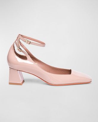 Santoni Marta Patent Ankle-Strap Pumps