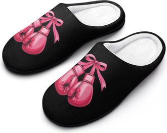 Generic Breast Cancer Boxing Glove Ribbon Mens Slippers Comfortable And Non-slip Cotton Slipper Shoe for House