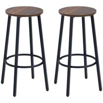 HOMCOM Bar Stools Set of 2 Counter Height Bar Stools for Dining Room Kitchen | TJ Hughes