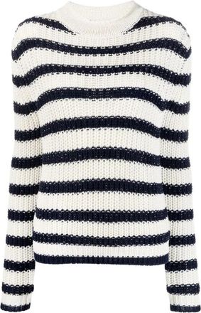 Ralph Lauren Rondgebreide Pullover met Ronde Hals - Dames - Ronde hals truien - Wit - XL - Katoen - Truien & Vesten