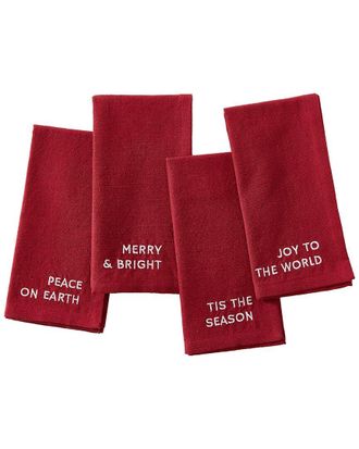 Elrene Set Of 4 Joyful Sentiment Embroidered Napkins