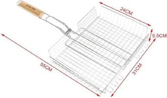 Trade Shop Trade Shop - Graticola A Rete Per Grigliate 55x31x24xh5.5cm + Manico Griglia Barbecue 2406341