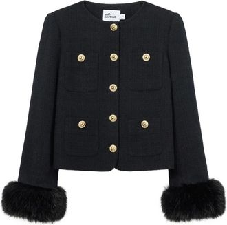 Self Portrait Boucle Fur Cuff Jacket