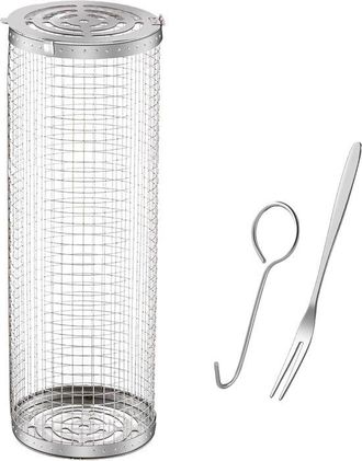 OEM Juego De Utensilios Para Barbacoa - Jaula Redonda Para Barbacoa, Jaula Port&aacute;til Para Ahumar Al Aire Libre 31x10x10cm