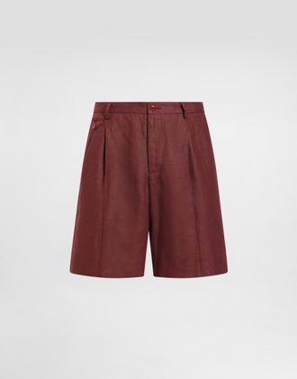 Dolce & Gabbana Linen Bermuda Shorts - Man Pants And Shorts Multi-colored Linen 44