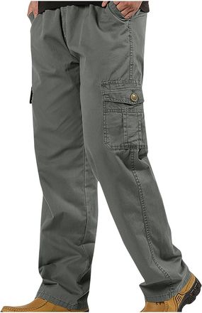 Generic 2024 Mens Casual Trousers Linen Pants Relaxed Fit Straight Legs Loose Chino Work Pants with Pockets Loose Trousers Comfortable Fashion Autumn Winter U